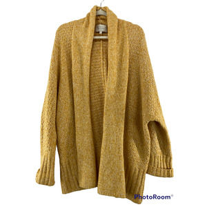 Anthropologie Angel of the North Yellow Open Front Cardigan Sz Large